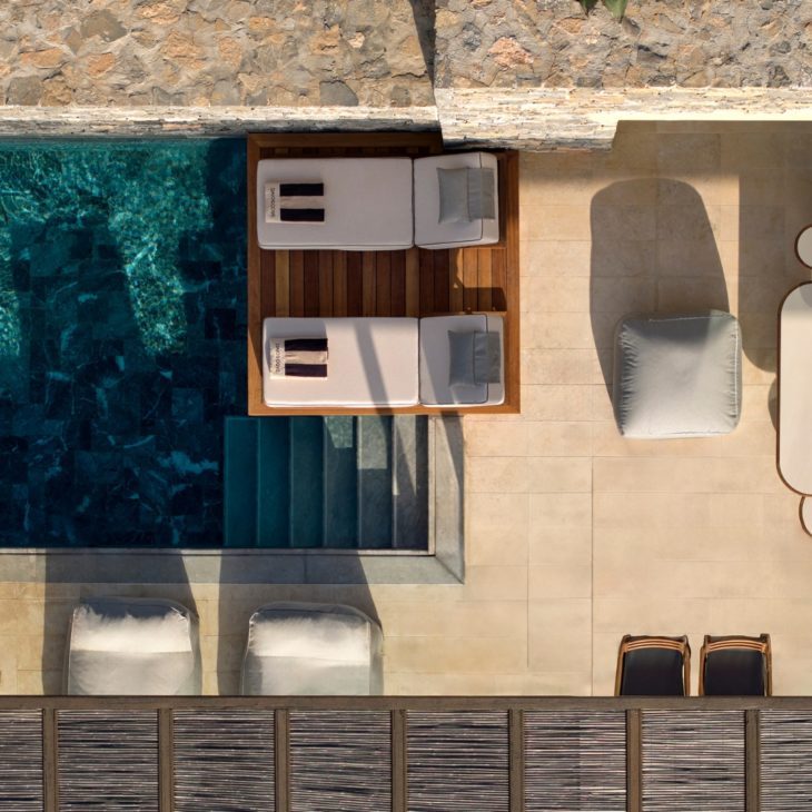 Bird's eye view of pool area